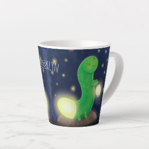 Cute green glow-cartoon illustratie latte mok