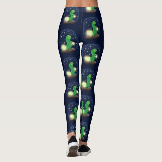 Cute green glow-cartoon illustratie leggings (Achterkant)