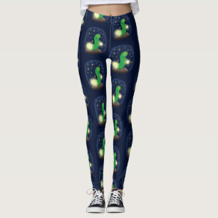 Cute green glow-cartoon illustratie leggings