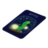 Cute green glow-cartoon illustratie magneet (Linkerzijde)