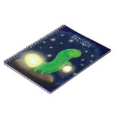 Cute green glow-cartoon illustratie notitieboek (Linkerzijde)