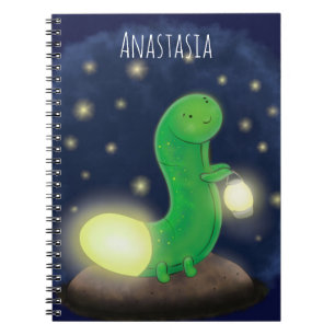 Cute green glow-cartoon illustratie notitieboek