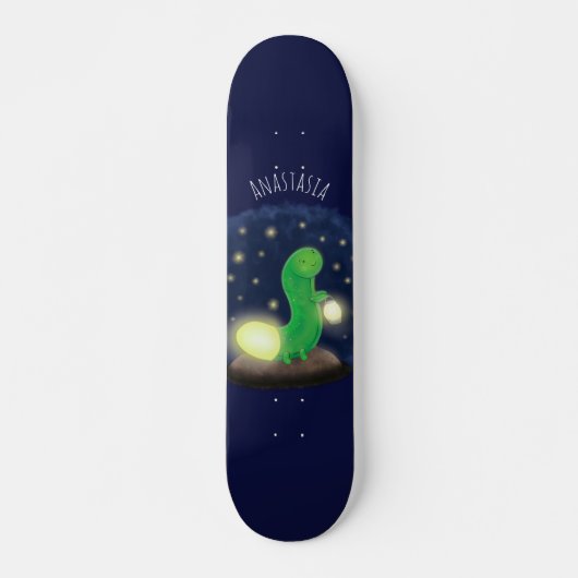 Cute green glow-cartoon illustratie persoonlijk skateboard (Voorkant)