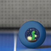 Cute green glow-cartoon illustratie pingpongbal (Net)