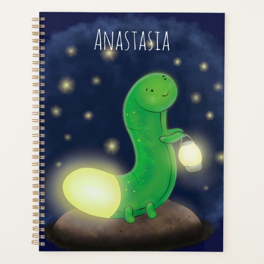 Cute green glow-cartoon illustratie planner (Voorkant)