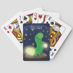 Cute green glow-cartoon illustratie pokerkaarten