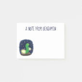 Cute green glow-cartoon illustratie post-it® notes (Voorkant)