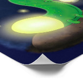 Cute green glow-cartoon illustratie poster (Hoek)