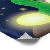 Cute green glow-cartoon illustratie poster (Hoek)