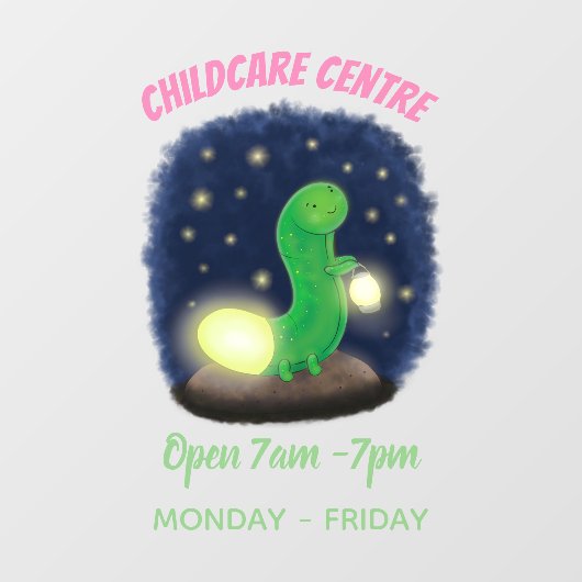 Cute green glow-cartoon illustratie raamsticker (Vel)