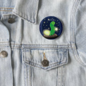 Cute green glow-cartoon illustratie ronde button 5,7 cm (In situ)