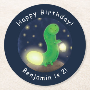 Cute green glow-cartoon illustratie ronde kartonnen onderzetter