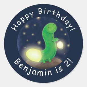Cute green glow-cartoon illustratie ronde sticker