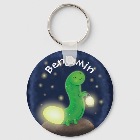 Cute green glow-cartoon illustratie sleutelhanger (Voorkant)