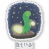 Cute green glow-cartoon illustratie sticker (Voorkant)