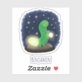 Cute green glow-cartoon illustratie sticker (Vel)