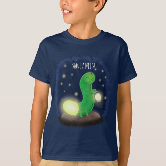 Cute green glow-cartoon illustratie t-shirt (Voorkant)