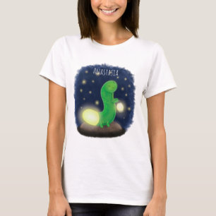 Cute green glow-cartoon illustratie t-shirt