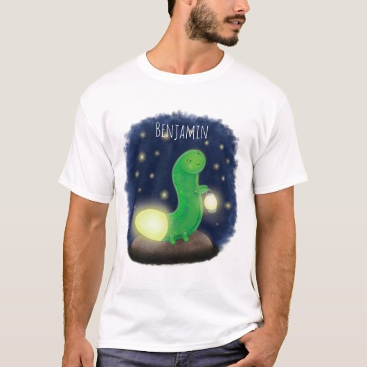 Cute green glow-cartoon illustratie t-shirt (Voorkant)