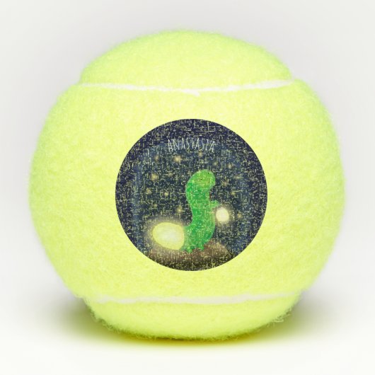 Cute green glow-cartoon illustratie tennisballen (Voorkant)