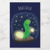 Cute green glow-cartoon illustratie voedselcontainer etiket (Enkel label)