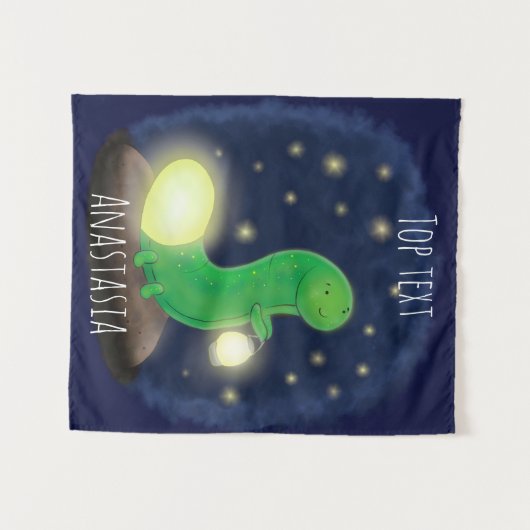 Cute green glow-cartoon illustratie wandkleed (Voorkant (horizontaal))