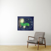 Cute green glow-cartoon illustratie wandkleed (In Situ (horizontaal))