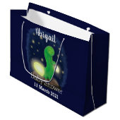 Cute green glow worm cartoon illustration groot cadeauzakje (Voorkant Gekanteld)