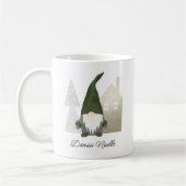 Cute Green Gnome and House | Naam Kerstmis Koffiemok (Links)