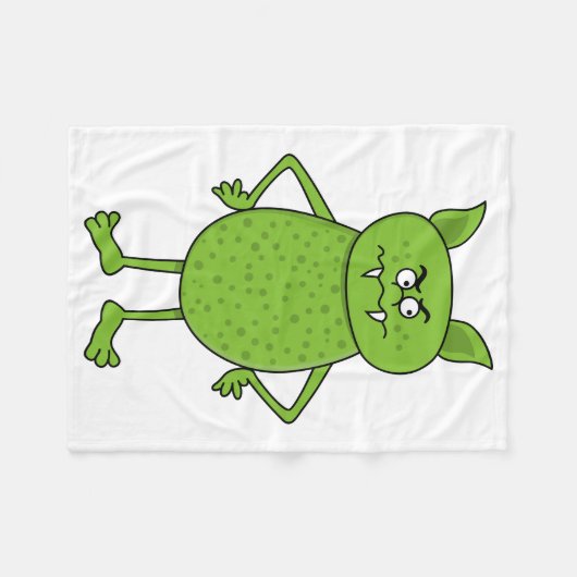 Cute green goblin cartoon fleece deken (Voorkant (Horizontaal))