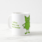 Cute green goblin cartoon koffiemok (Voorkant links)