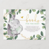 Cute Green Gold Greenery Elephant Books for Baby Informatiekaartje (Voorkant)