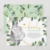 Cute Green Gold Greenery Elephant Books for Baby Informatiekaartje (Voorkant / Achterkant)