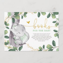 Cute Green Gold Greenery Elephant Books for Baby Informatiekaartje