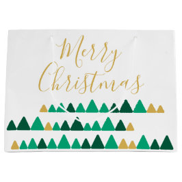 Cute Green & Golden Woods Christmas Trees Groot Cadeauzakje