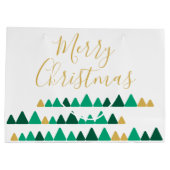 Cute Green & Golden Woods Christmas Trees Groot Cadeauzakje (Achterkant)