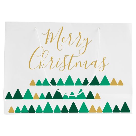 Cute Green & Golden Woods Christmas Trees Groot Cadeauzakje (Achterkant)