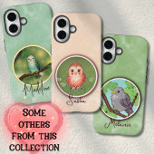 Cute Green Gray Bird Painting Custom Name  Case-Mate iPhone Case