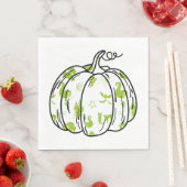 Cute Green Halloween Icons in Pumpkin Luncheon Servet (Insitu)