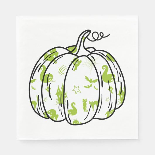 Cute Green Halloween Icons in Pumpkin Luncheon Servet (Voorkant)