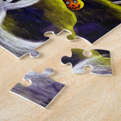 Cute Green Halloween Witch Ghosts Pumpkins Castle Legpuzzel (Zijkant)