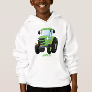 Cute green happy boerderij tractor cartoon illustr