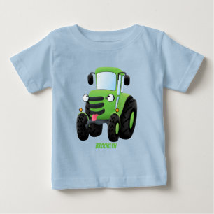 Cute green happy boerderij tractor cartoon illustr