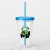 Cute green happy boerderij tractor cartoon illustr acryl drinkbeker (Voorkant)