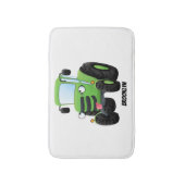 Cute green happy boerderij tractor cartoon illustr badmat (Voorkant Verticaal)