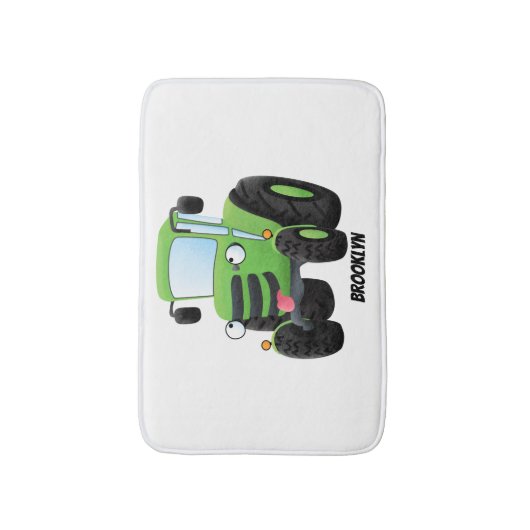 Cute green happy boerderij tractor cartoon illustr badmat (Voorkant Verticaal)