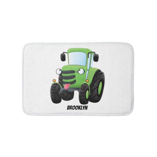 Cute green happy boerderij tractor cartoon illustr badmat (Voorkant)