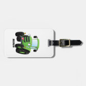 Cute green happy boerderij tractor cartoon illustr bagagelabel (Voorkant horizontaal)