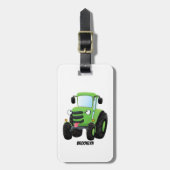 Cute green happy boerderij tractor cartoon illustr bagagelabel (Voorkant verticaal)