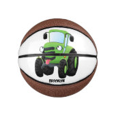 Cute green happy boerderij tractor cartoon illustr basketbal (Voorkant)